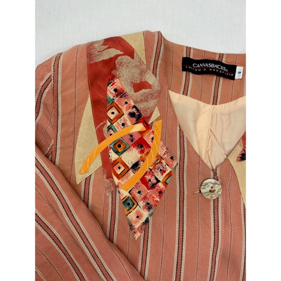 Vintage Canvasbacks Lutton & Horsfield Linen/Rayon Embellished Jacket - Sz-S - Picture 5 of 12